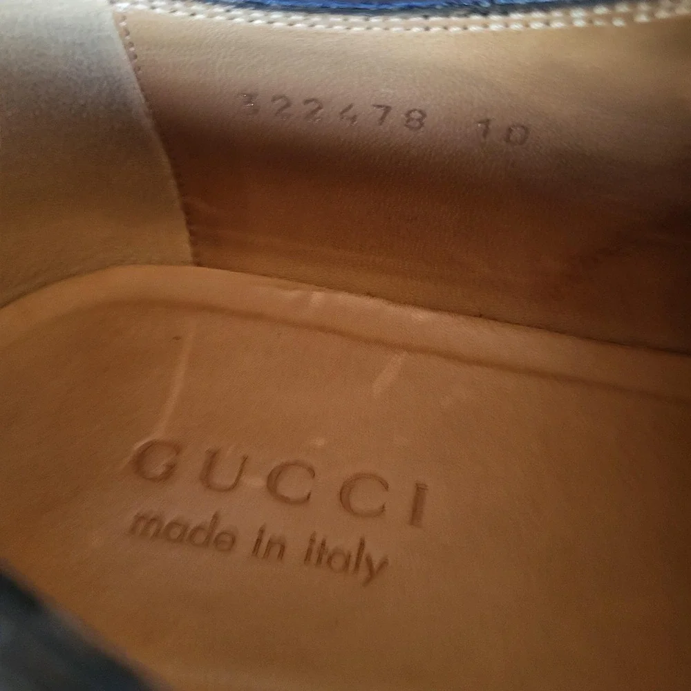 Gucci Monk Strap Shoes Mens US Size 11 Blue Leather Double Buckle Dress 322478